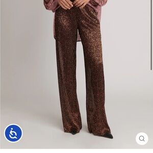 Sabina Musayev Metallic Funk Pleated Pants in Bronze Ruby Size Medium